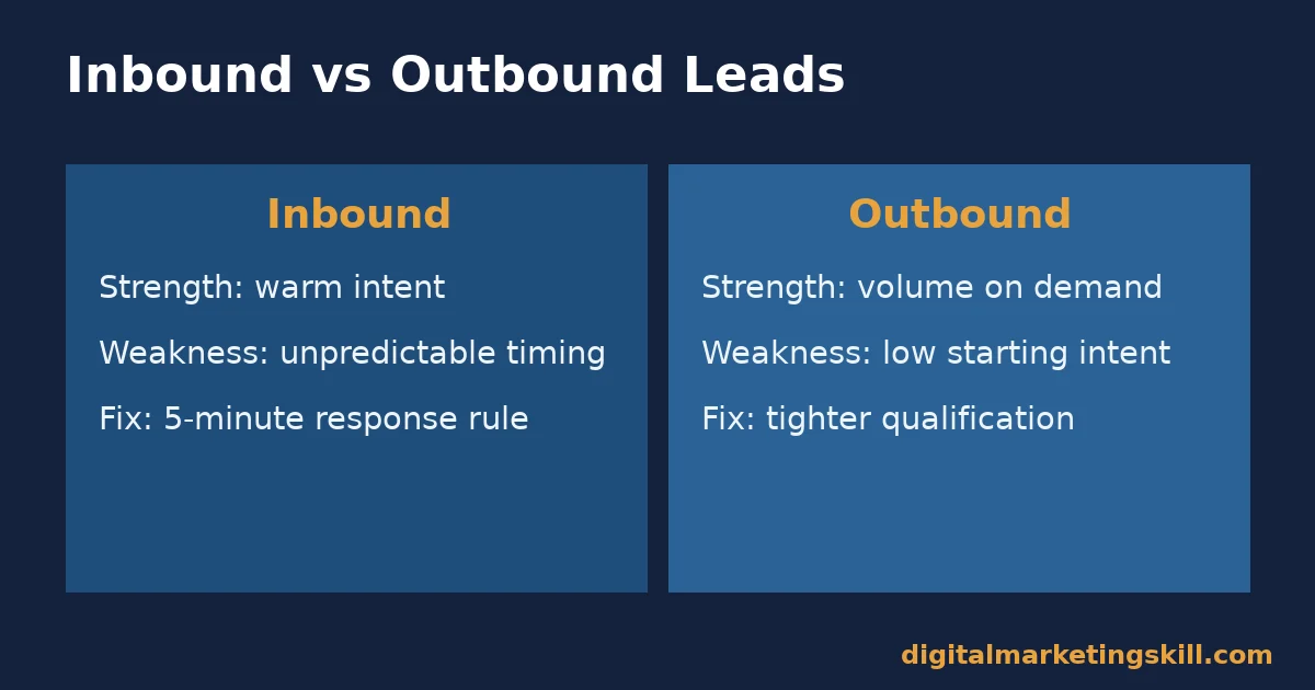 Comparison of inbound and outbound lead generation strengths and fixes