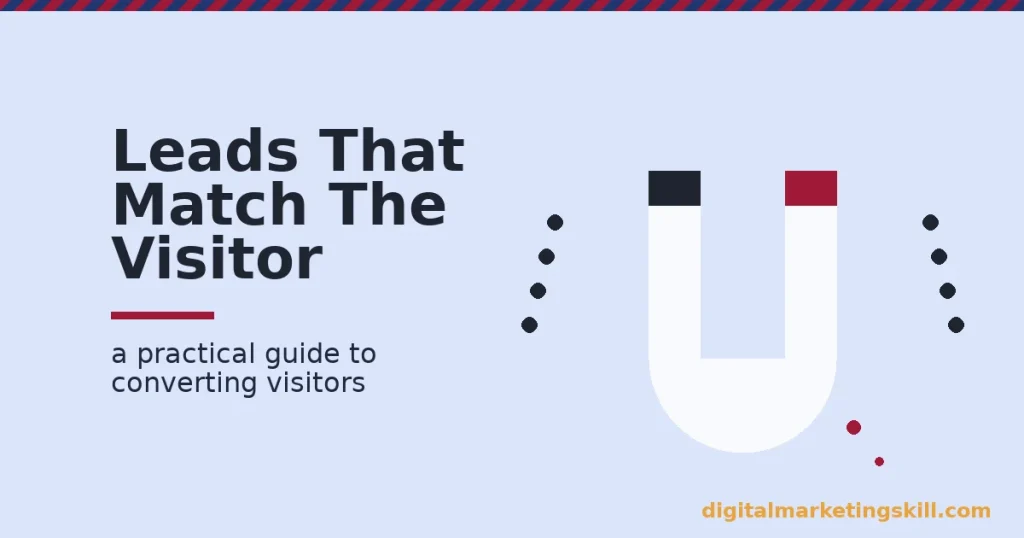 lead generation strategies concept: a magnet pulling in visitors as leads, with one lead lost
