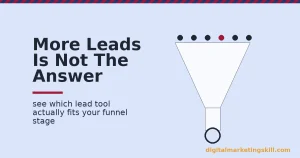 Lead generation tools shown as a funnel with several leads entering and one highlighted lead exiting as the right fit