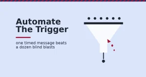 Illustration of marketing automation showing a funnel that automates the trigger instead of guesswork