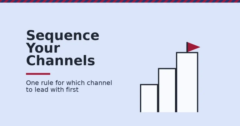 Marketing strategy shown as three ascending steps with a red flag on the top step