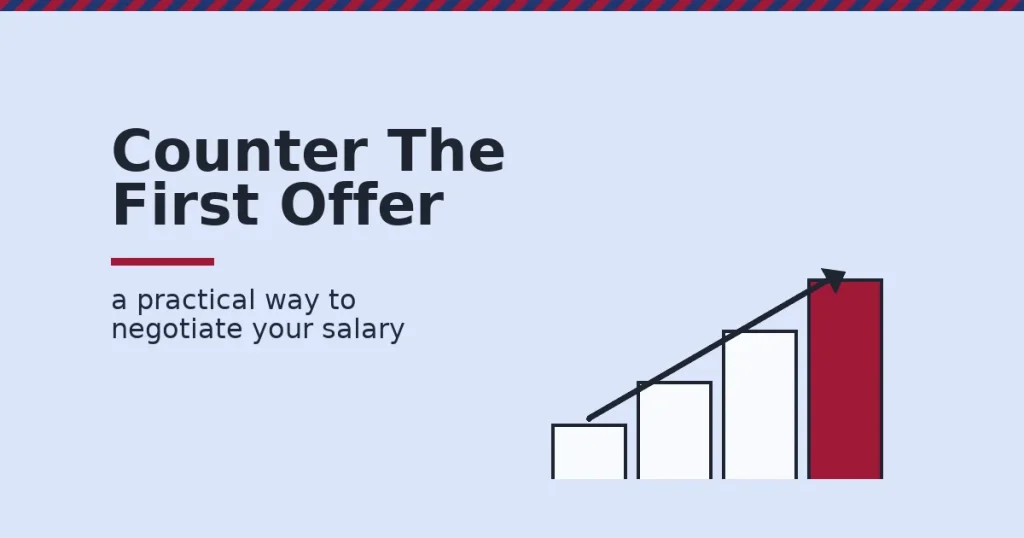 Illustration showing how to negotiate your salary by countering the first offer with rising bars