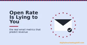 Illustration of an envelope surrounded by a ring of dots representing inflated open rate in email marketing metrics
