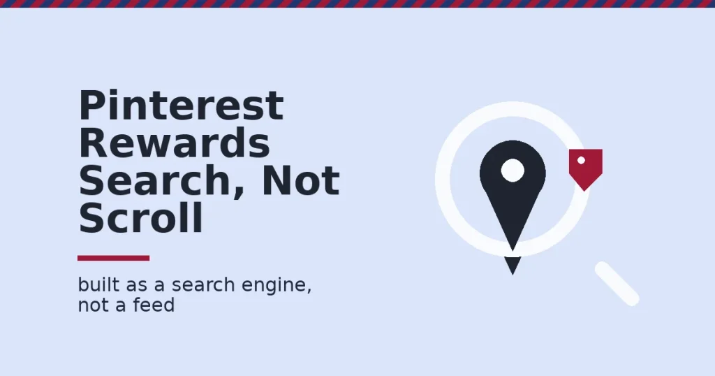 Pinterest marketing illustrated as a magnifying glass finding a pin with a price tag