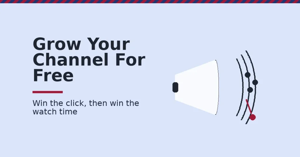 A megaphone broadcasting to viewers to promote your YouTube channel, with one viewer lost in crimson representing a weak thumbnail