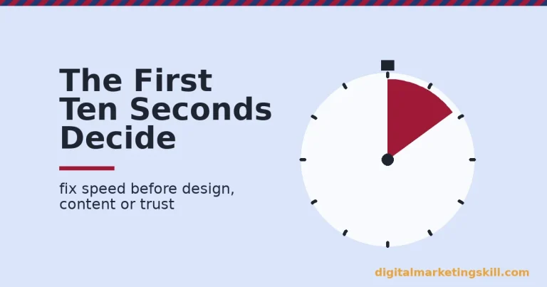 Illustration of a stopwatch with a highlighted first segment, representing how to reduce website bounce rate by winning the first ten seconds