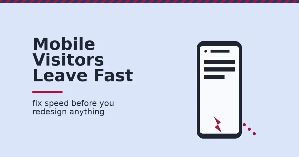 Phone illustration showing responsive web design visitors leaving a slow cracked screen
