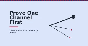 Small business digital marketing shown as three paths from one point, one thick proven path reaching a checkmark and two thin unproven paths ending in a red dot