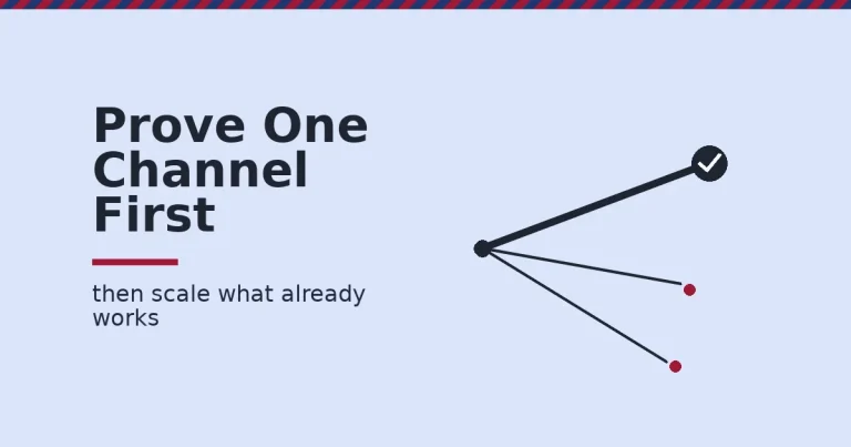 Small business digital marketing shown as three paths from one point, one thick proven path reaching a checkmark and two thin unproven paths ending in a red dot