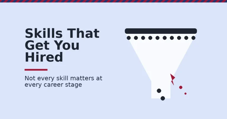 Social media management skills shown as a funnel where ten skills enter but only a few make it through, with one escaping through a crack