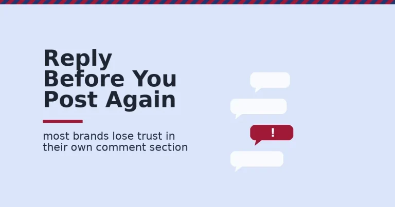 Social media marketing tips shown as a stack of comment bubbles with one crimson bubble marked unanswered