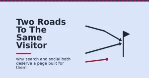 Social media traffic shown as two dark paths reaching a flag while a crimson path stops short before arriving