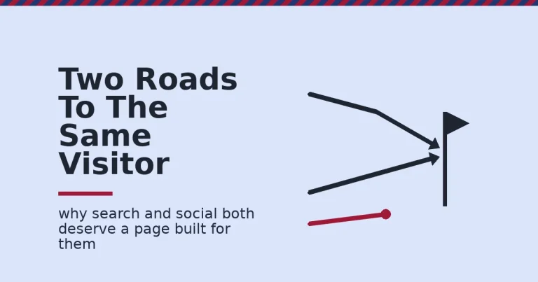 Social media traffic shown as two dark paths reaching a flag while a crimson path stops short before arriving