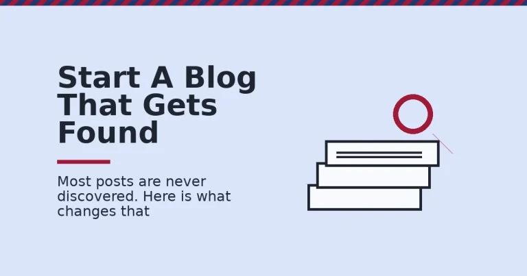 Start a blog shown as a stack of pages with a red magnifying glass hovering above the top page