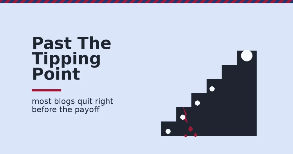 Illustration of why you should start blogging: a staircase of posts with visitors climbing and pooling into leads at the top