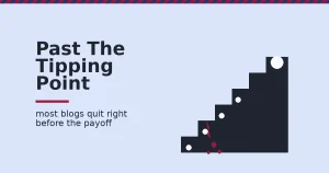 Illustration of why you should start blogging: a staircase of posts with visitors climbing and pooling into leads at the top