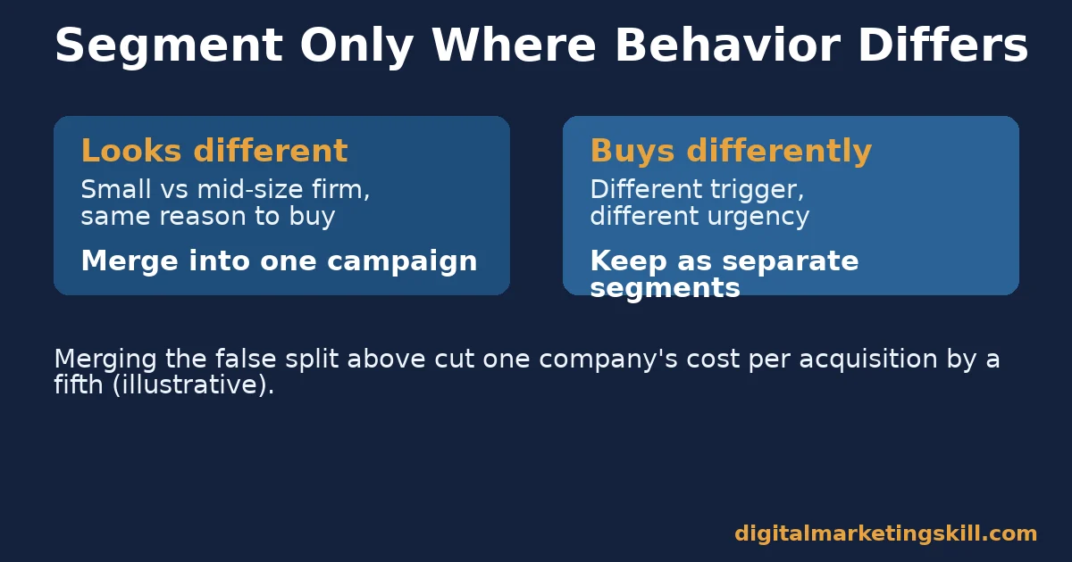 Target market segmentation decision rule comparing a group that looks different against a group that actually buys differently