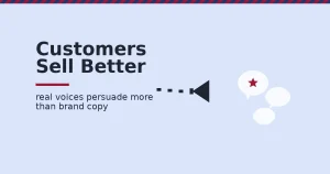 Illustration for user generated content showing real customer voices outweighing brand broadcast