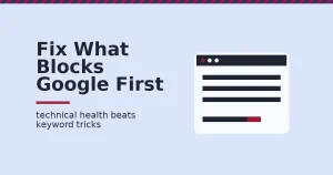 Illustration for website SEO optimization showing a browser window with a broken loading bar